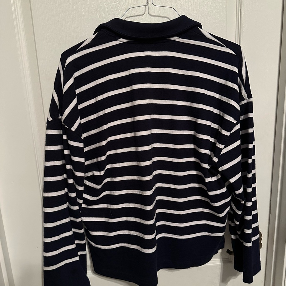 Madewell Navy and White Striped Long Sleeve Top - Picture 4 of 4